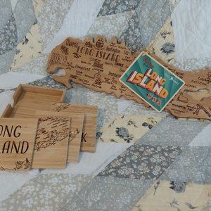 Long Island Bamboo Cutting Board and Coaster Set